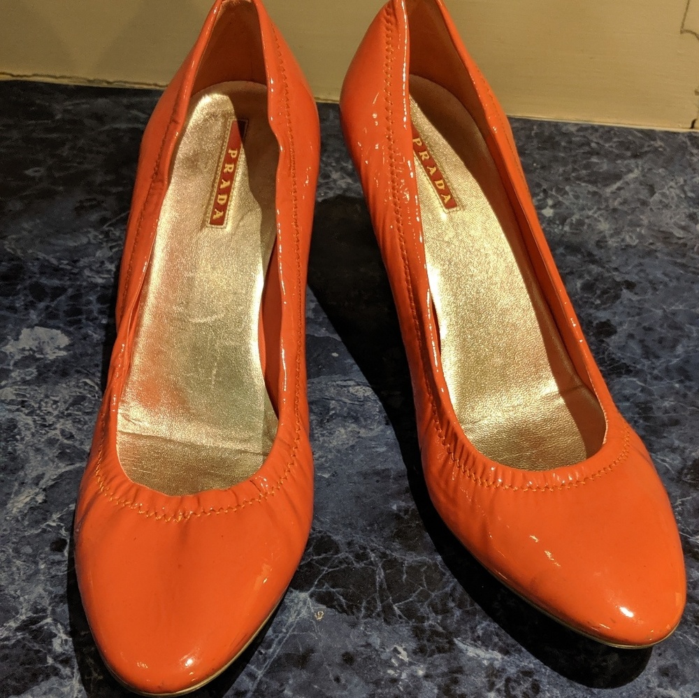 Prada Coral Heels Great Condition